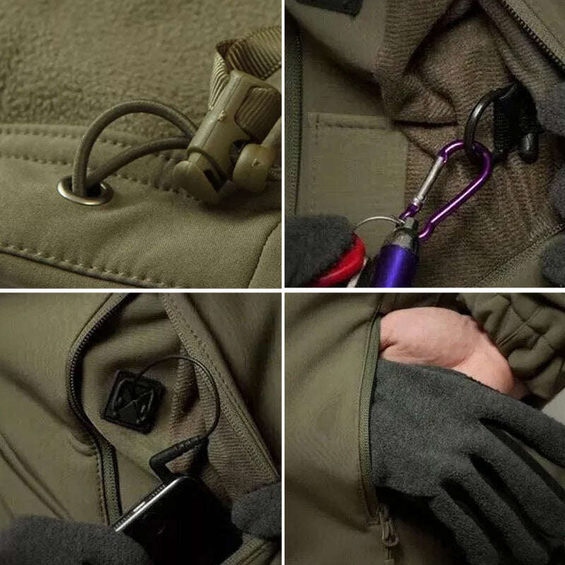 Men's Windproof Waterproof Jacket - Outdoor Winter Softshell with Fleece Lining