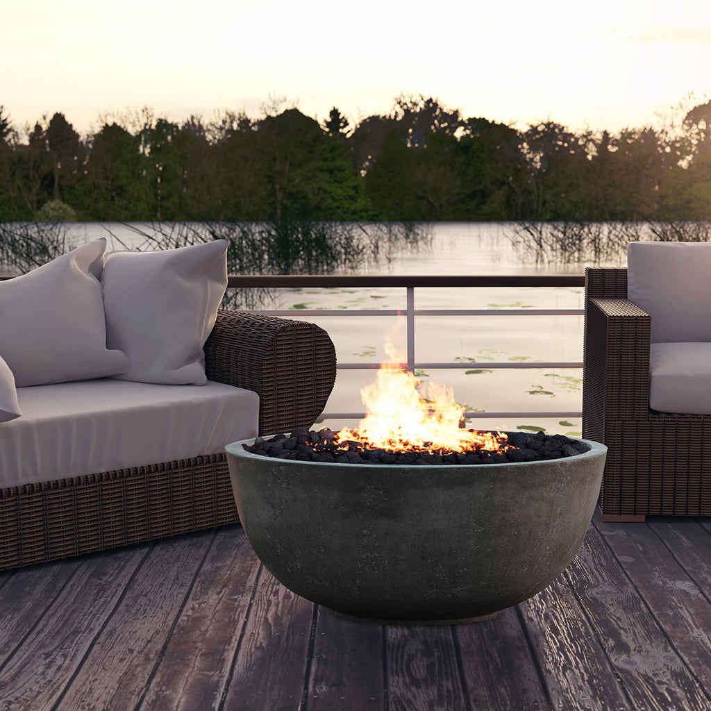 Moderno 1 Fire Bowl - Outdoor Gas Fire Pit with Lava Rocks