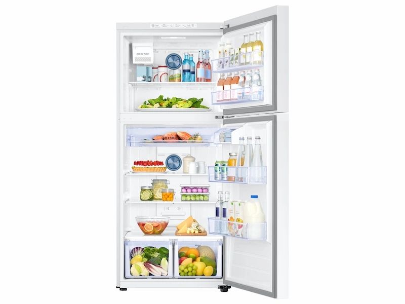 New Samsung 21.1 cu. ft. Top Freezer Refrigerator with FlexZone Freezer, White, Energy Star, Ice Maker (RT21M6215WW)