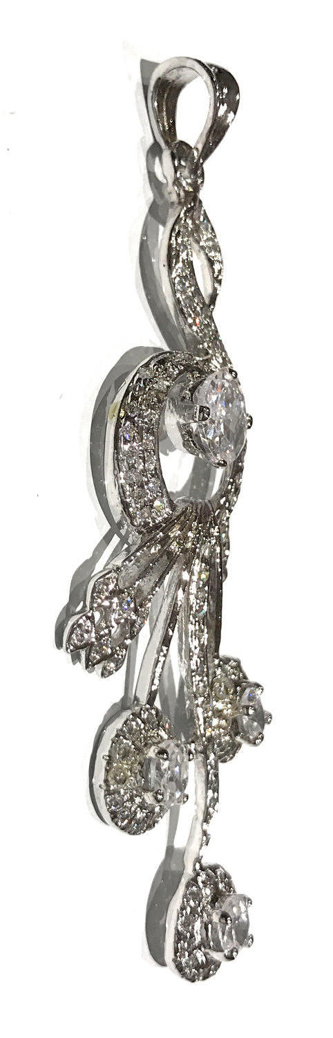 Large Silver Tone Brass Designer Pendant for Jewelry Making