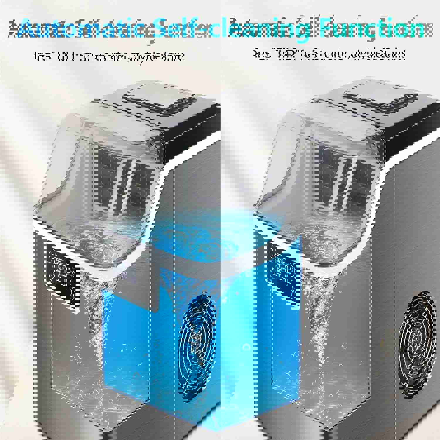 Portable Electric Countertop Ice Maker Machine with LCD Display, 44Lbs/24H, Self-Clean, Silver