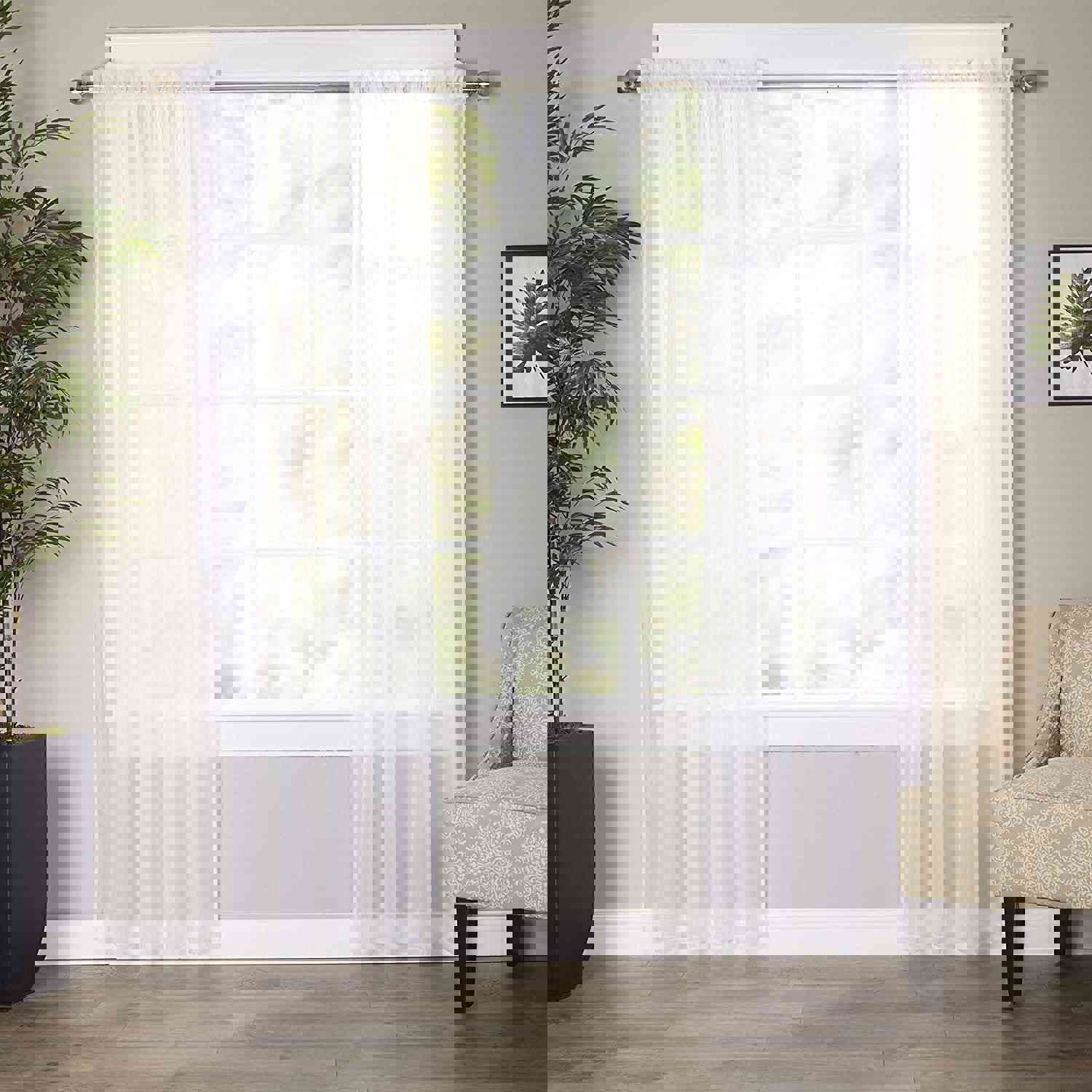 Luxury Sheer Curtains Set of 2 for Kitchen, Bedroom, and Living Room