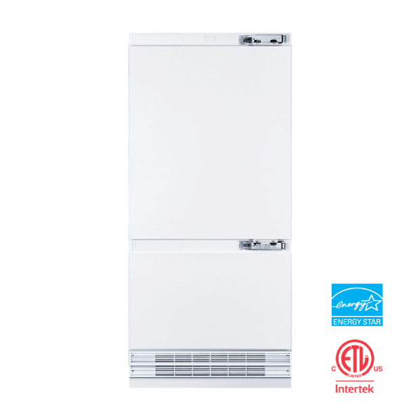 Hallman 36 Built-In Refrigerator with Interior Filtered Water Dispenser and Bottom Mount Freezer