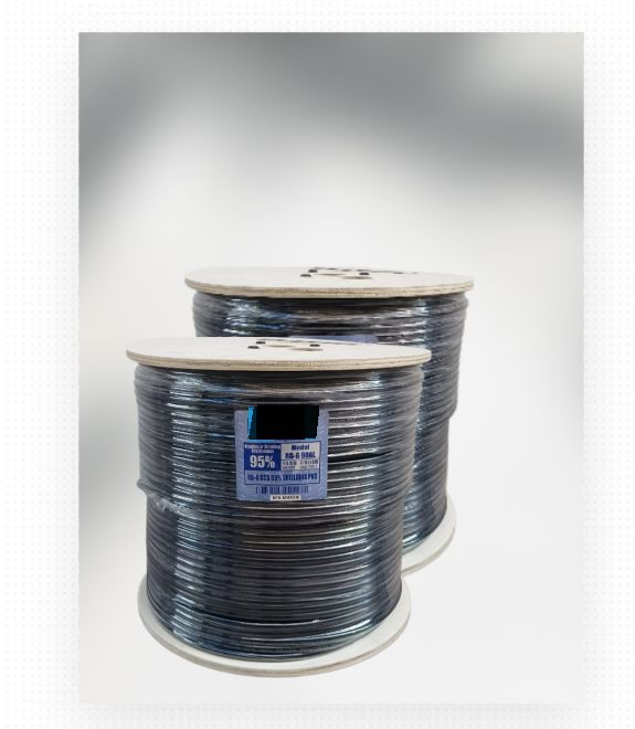 RG6-Coaxial Cable 75 Ohms, 95% CCS Braid Coverage, Black PVC Jacket, 305 Meter/Reel