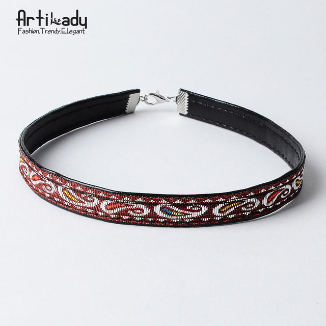 Artilady Leather Boho Choker Necklace - Multicolor Bohemian Fashion Jewelry for Women