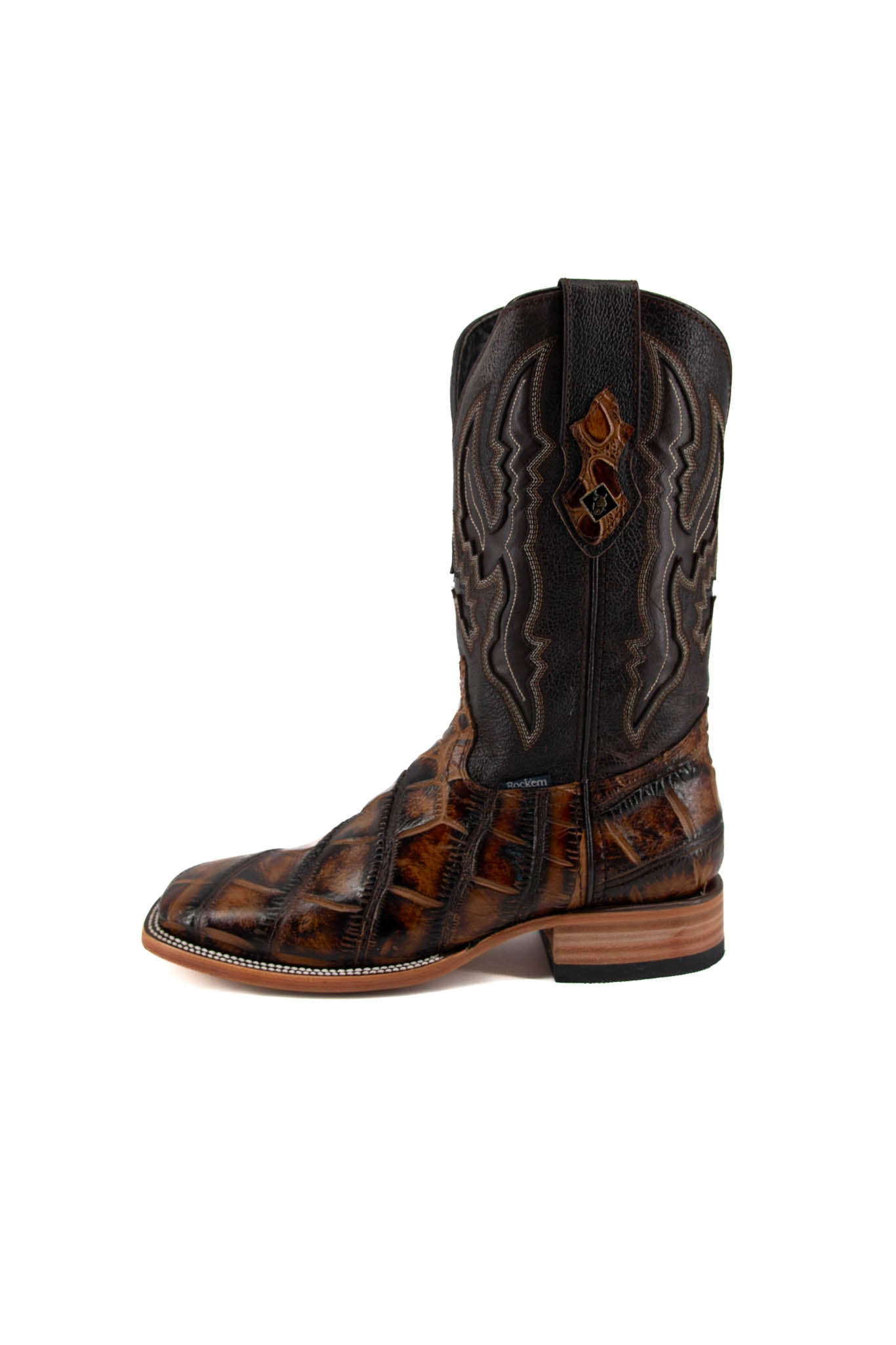 Imit Panza De Lagarto Cowboy Boot - Genuine Leather Square Toe
