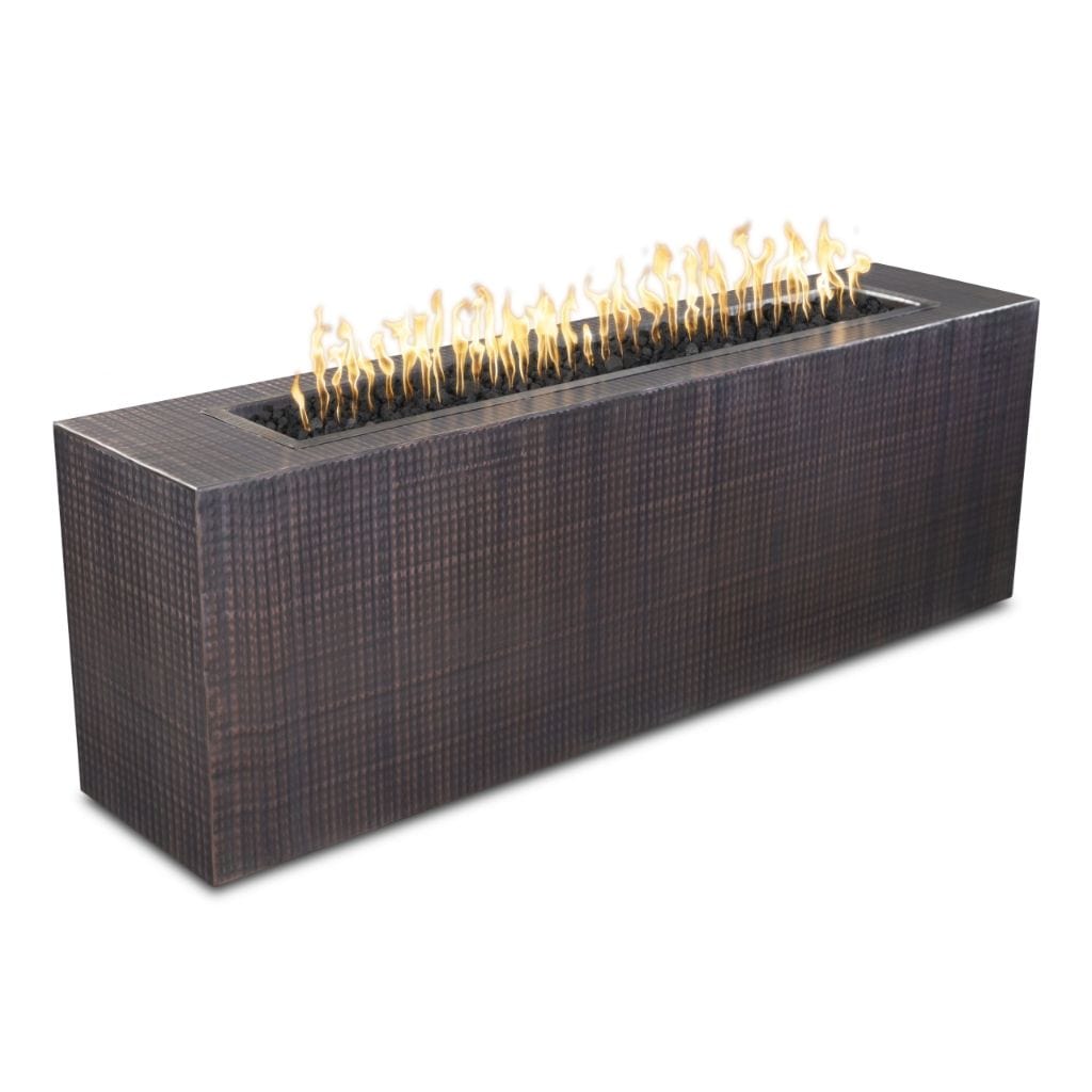 72 Carmen Copper & Corten Steel & Stainless Steel Rectangle Fire Pit - 16 tall - The Outdoor Plus