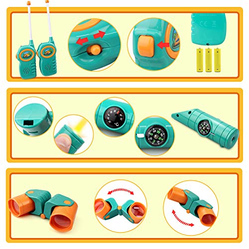 GrowthPic Kids Play Tent, Pretend Play Camping Tool Set with Campfire, Telescope, Walkie Talkies for Indoor Outdoor Activities