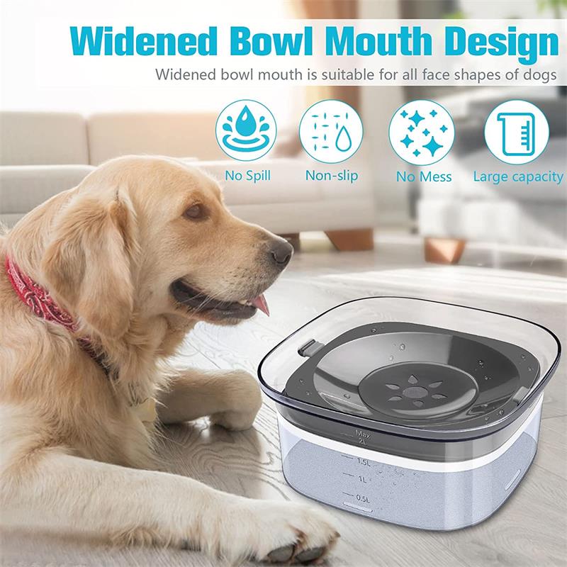 70oz Large Capacity Spill Proof Dog Water Bowl with Visible Water Level for Pets