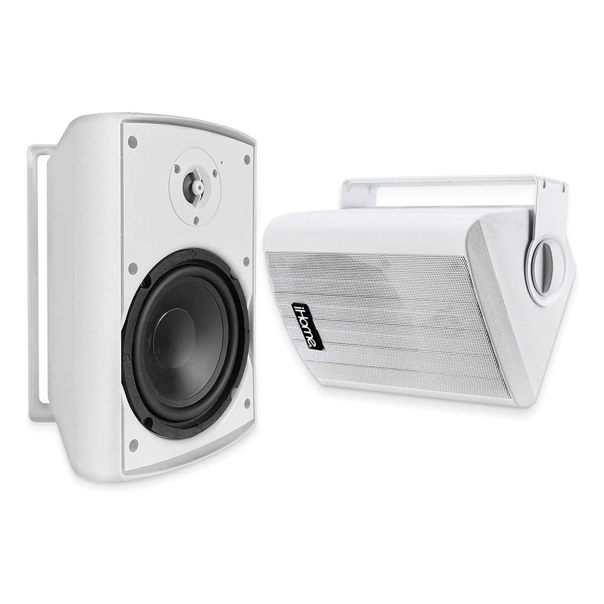 iHome iHSI-W525BT-PR-WHT 5.25" Waterproof Mountable Outdoor Bluetooth Speakers - Pair (White)