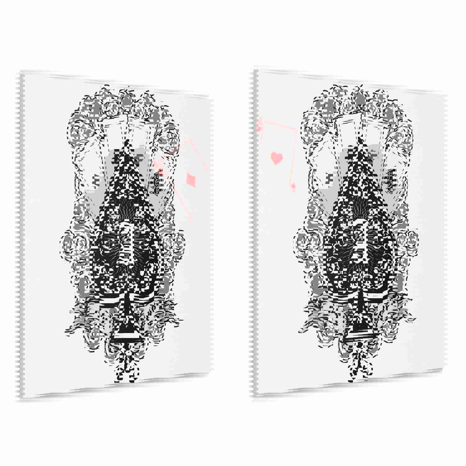 Gothic Coat Of Arms Ace Of Spades Playing Card Canvas Wall Art - Ready-to-Hang Home Decor