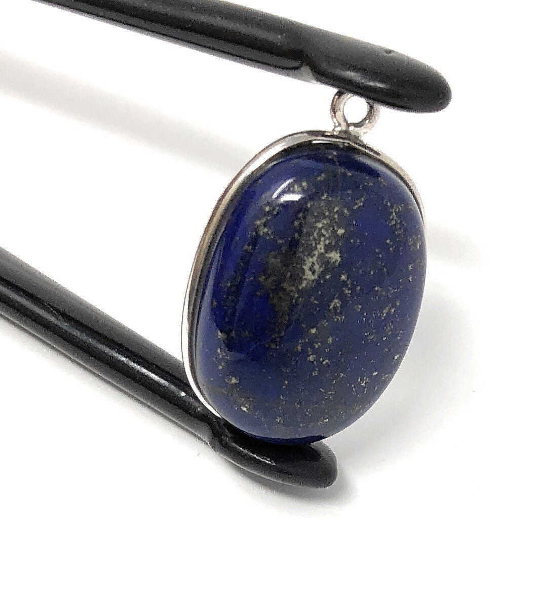 Lapis Lazuli Gemstone Charm for DIY Jewelry Making, 24x15.75mm, Sterling Silver