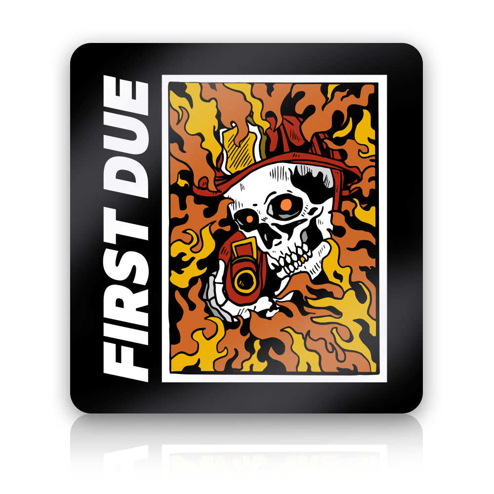 First DUE Firefighter Skull Sticker - Aggressive Interior Attack Decal