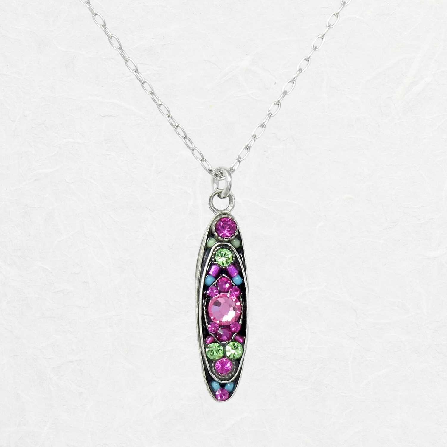 Rose Sparkle Oval Pendant Necklace