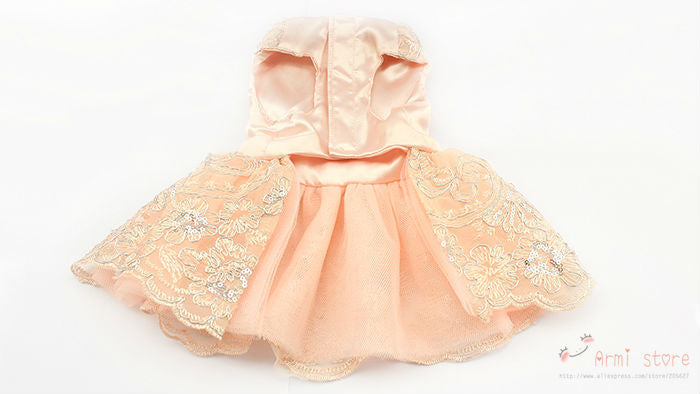 Armi Store Sequins Lace Embroidered Dog Dress - Princess Wedding Dresses for Dogs (XS, S, M, L, XL)