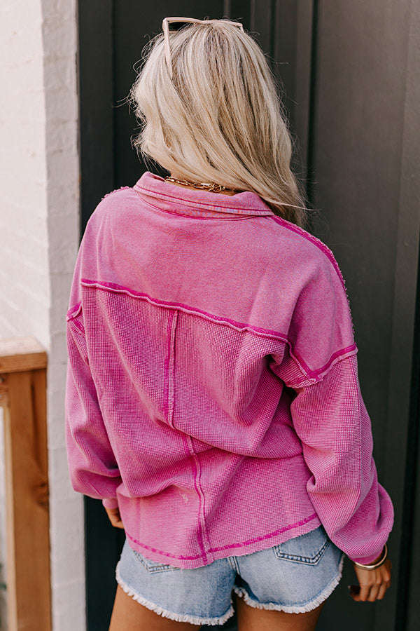 Proper Style Waffle Knit Sweatshirt In Pink