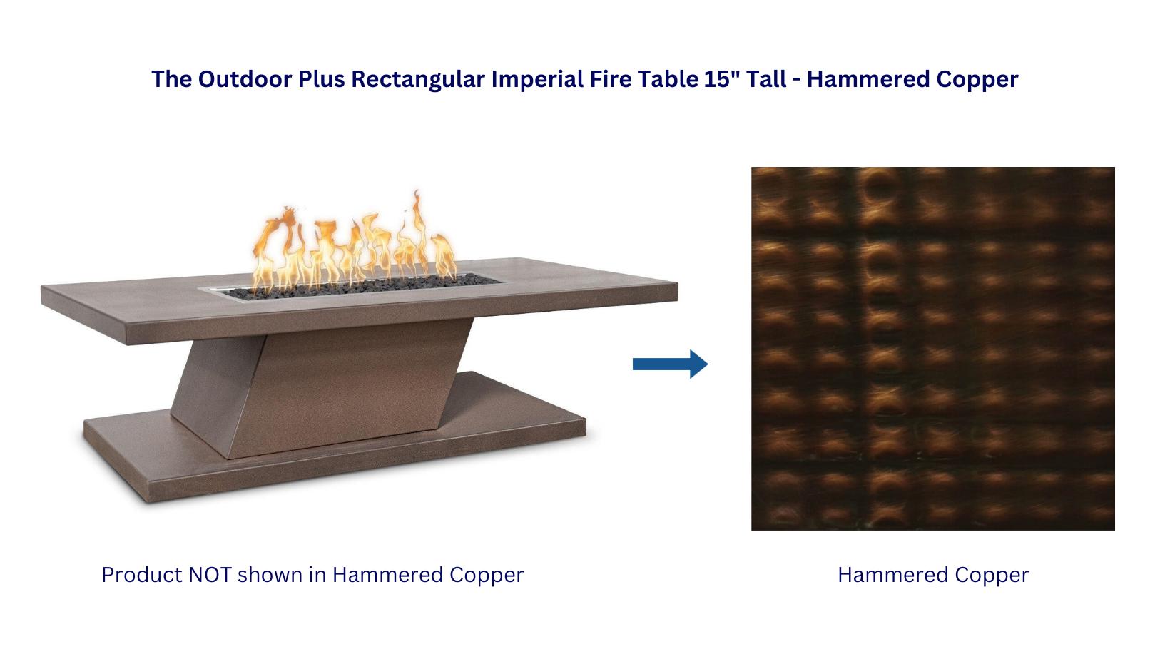 Outdoor Plus 60 Rectangular Imperial Copper Fire Table - Elegant Backyard Centerpiece