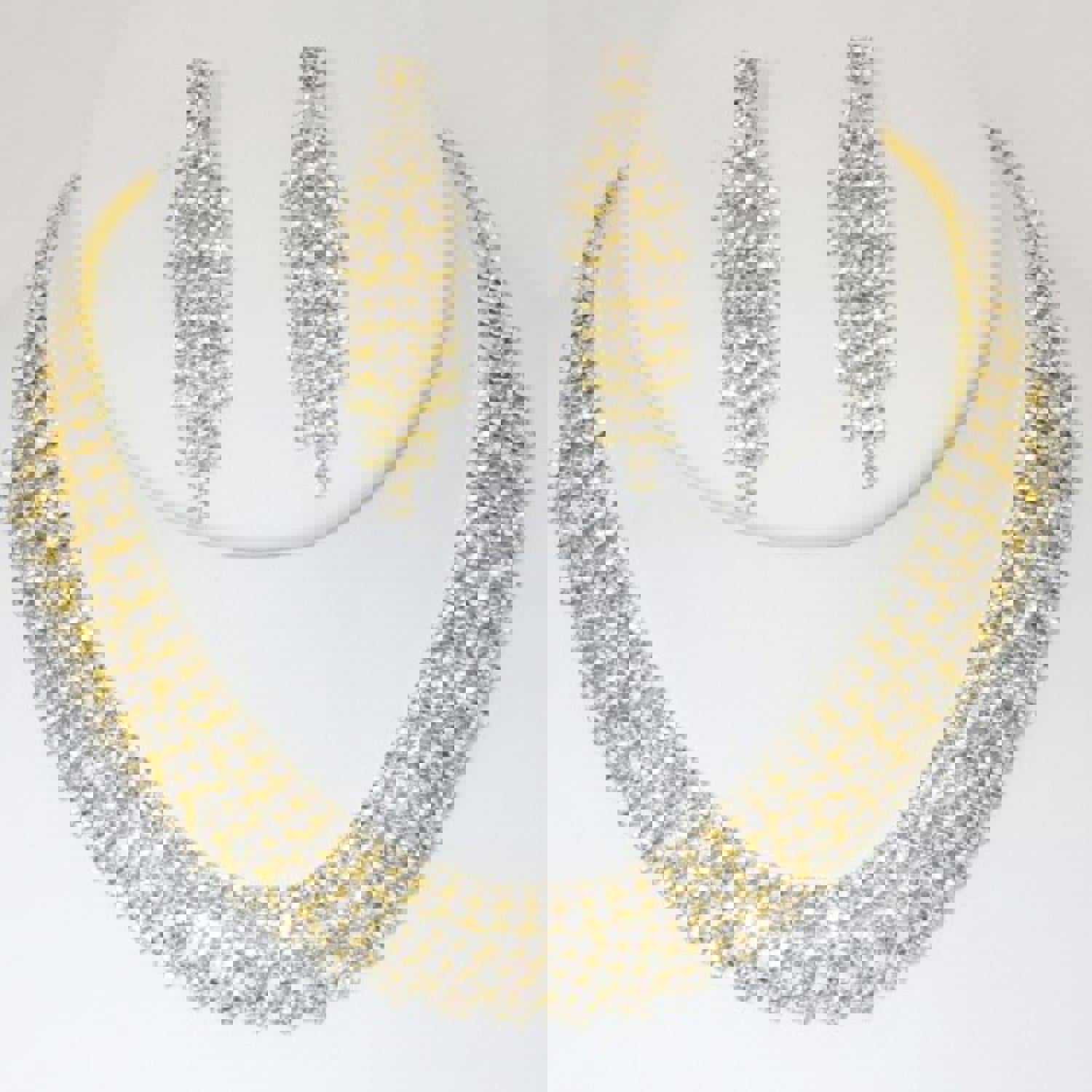 Rhinestone Necklace Earring Set - Gold & Silver