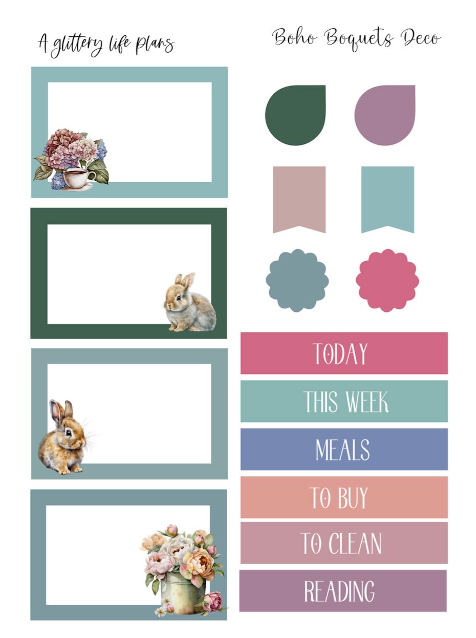 Spring Bunnies Mini Kit - Planner Stickers and Decorations