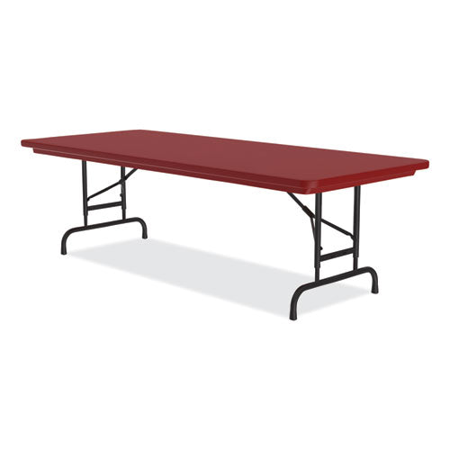 Correll Adjustable Folding Tables Rectangular 72x30x22 To 32 Red Top Black Base