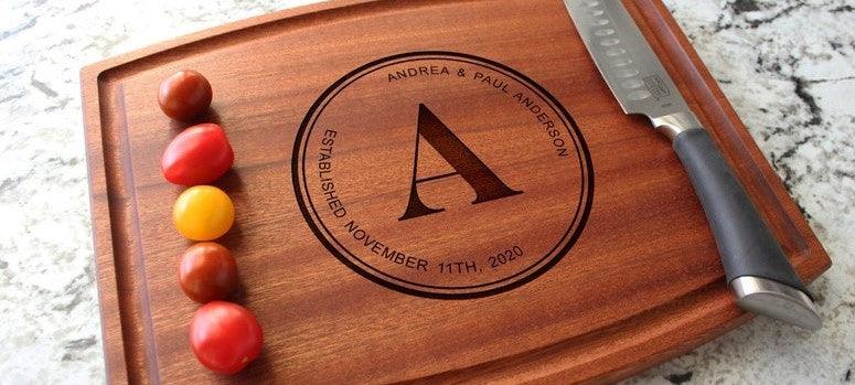 Wedding Cutting Board - Handmade Wooden Anniversary Gift for Couples