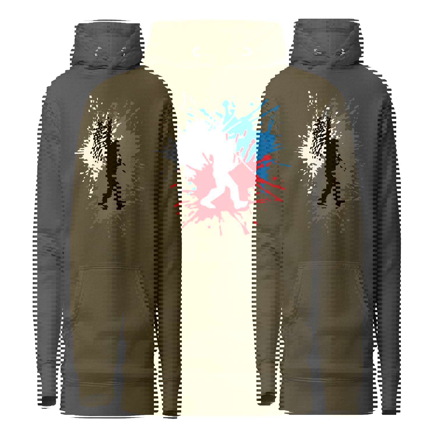 Bigfoot Sasquatch Red White and Blue American Flag Unisex Hoodie