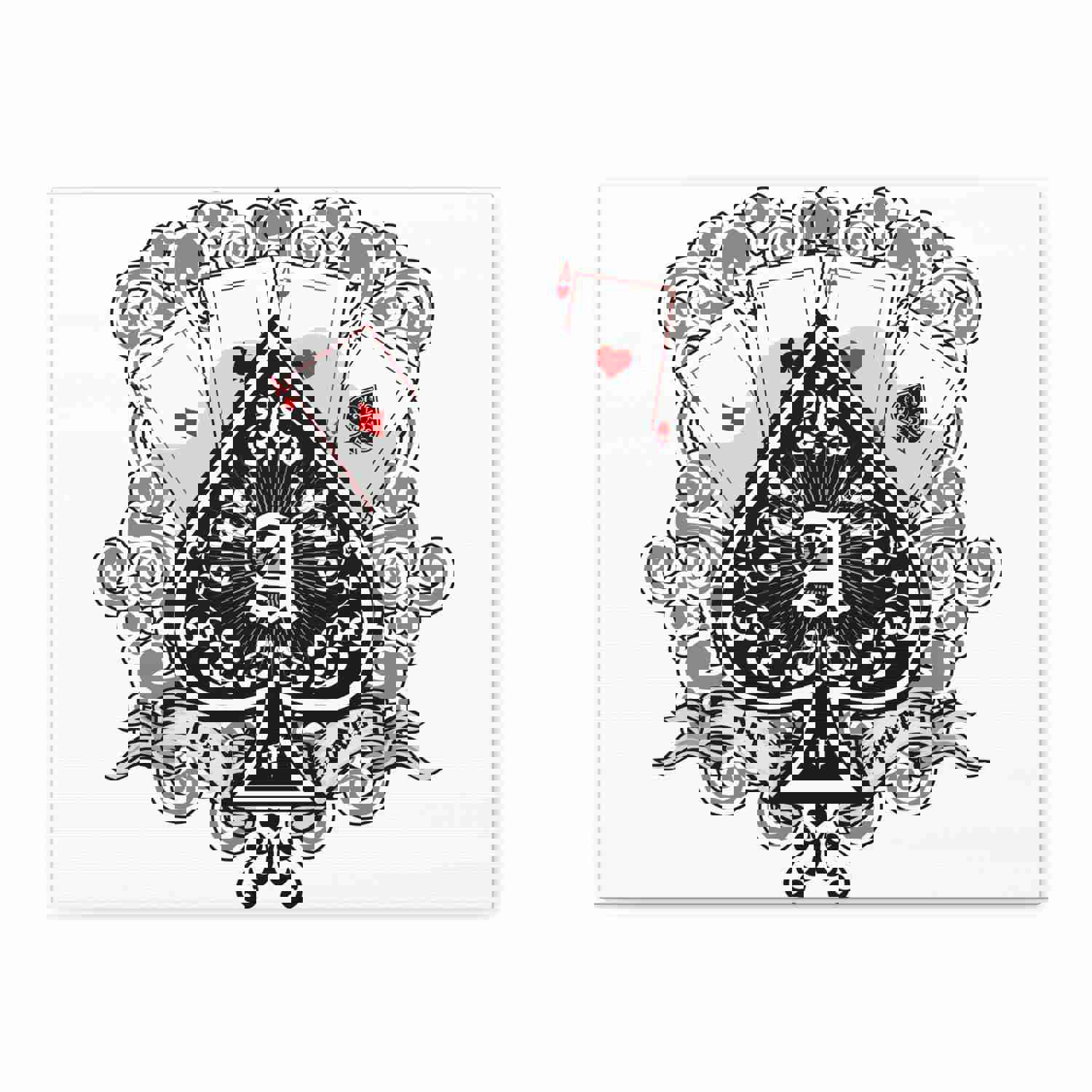 Gothic Coat Of Arms Ace Of Spades Playing Card Canvas Wall Art - Ready-to-Hang Home Decor