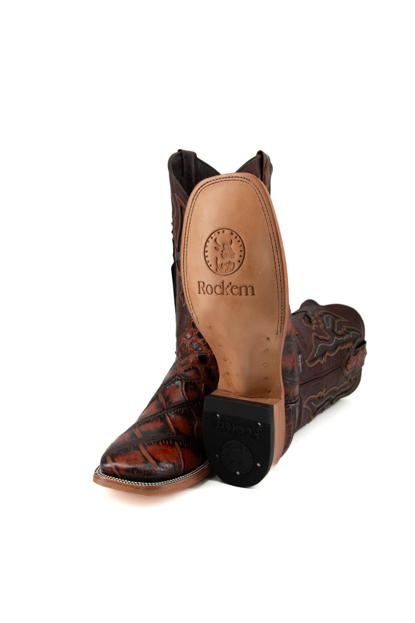 Imit Panza De Lagarto Cowboy Boot - Genuine Leather Square Toe