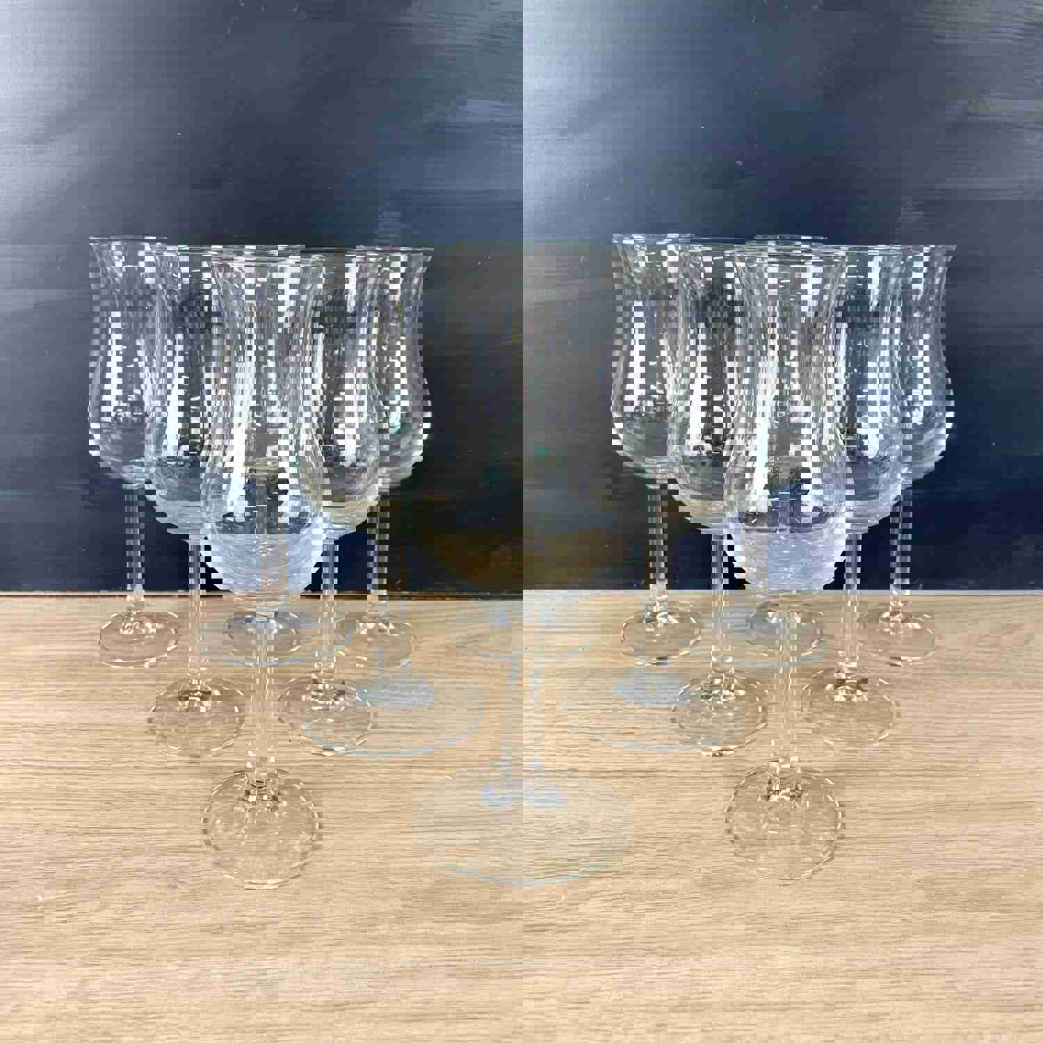 Vintage Bulbous Tulip Wine or Cocktail Glasses - Set of 6 - 1980s France