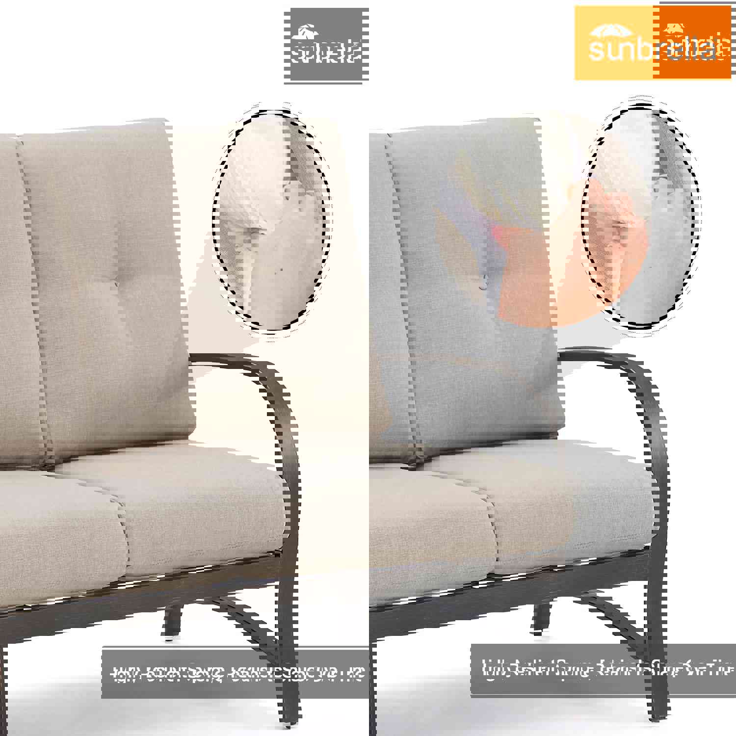 2-Piece Modern Outdoor/Indoor Aluminum Patio Conversation Set with Sunbrella Cushions and Coffee Table