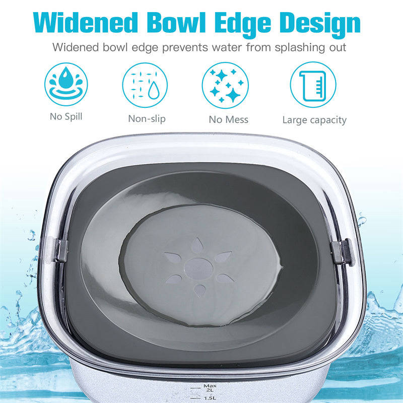 70oz Large Capacity Spill Proof Dog Water Bowl with Visible Water Level for Pets