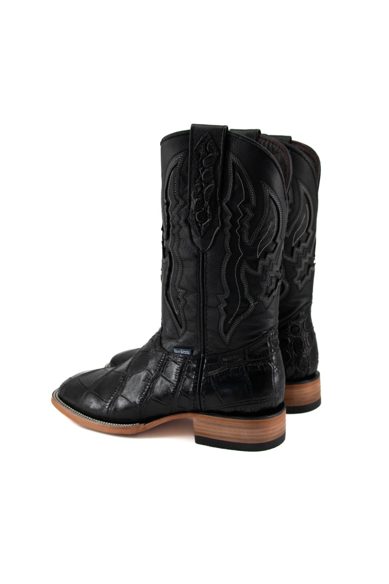 Imit Panza De Lagarto Cowboy Boot - Genuine Leather Square Toe