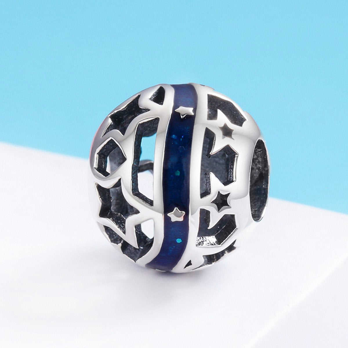 Sterling 925 Silver Blue Star Ball Pendant for Pandora & European Charm Bracelets