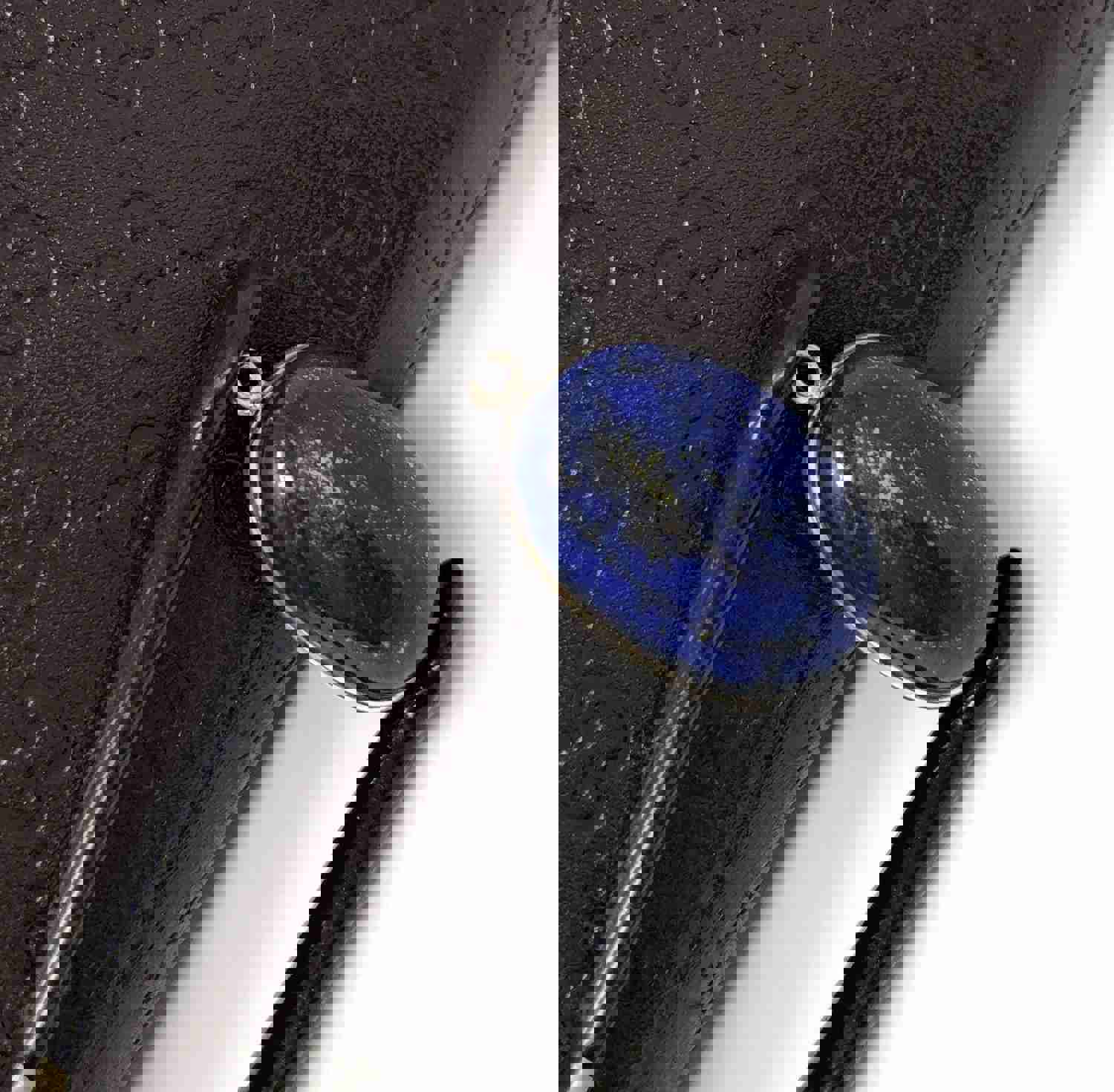 Lapis Lazuli Gemstone Charm for DIY Jewelry Making, 24x15.75mm, Sterling Silver