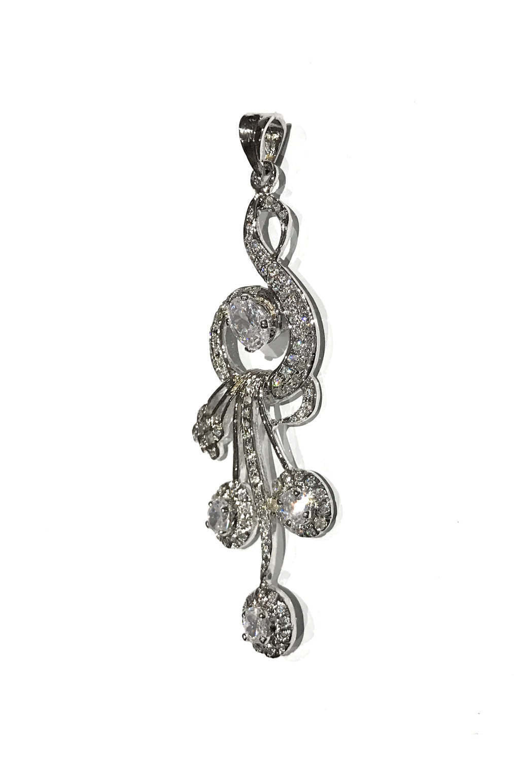 Large Silver Tone Brass Designer Pendant for Jewelry Making