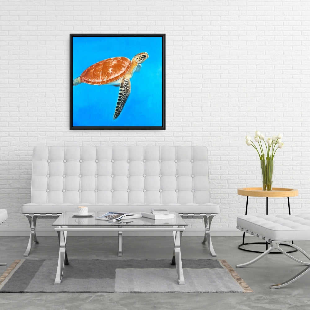 Green Aquatic Turtle Fine Art Gallery Wrapped Canvas 36x36