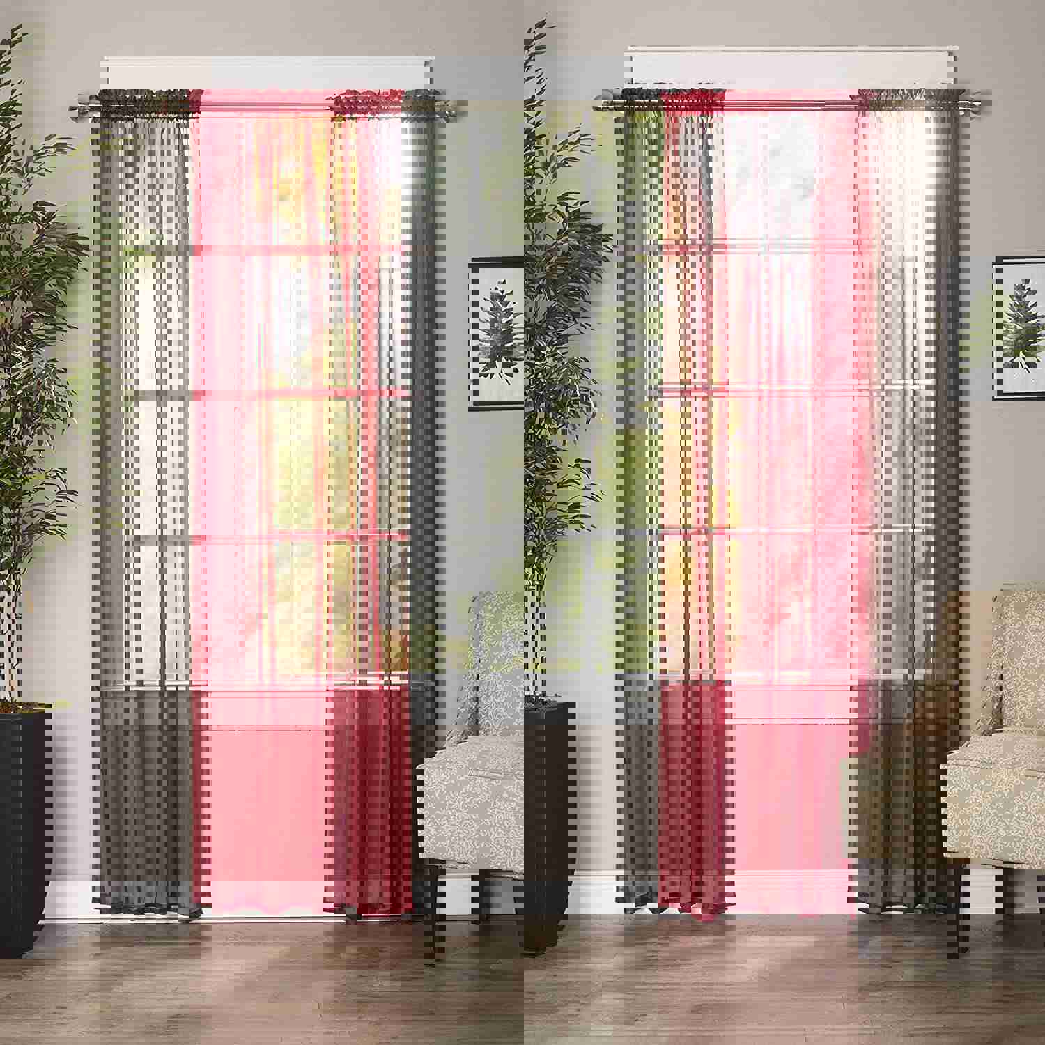 Luxury Sheer Curtains Set of 2 for Kitchen, Bedroom, and Living Room