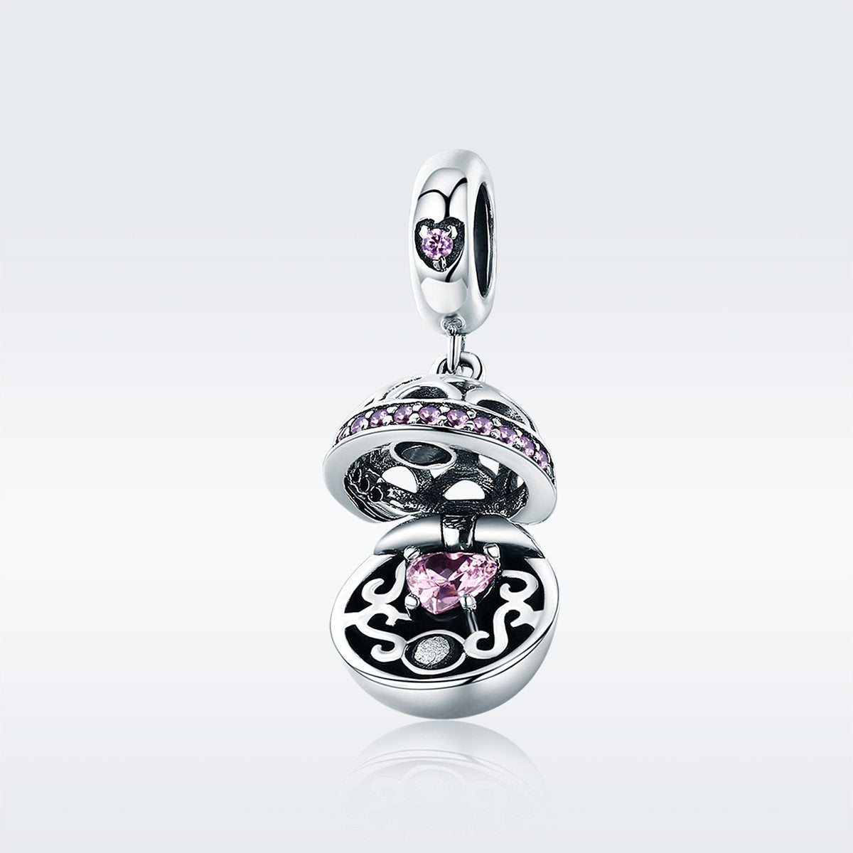 Sterling 925 Silver Hollow Round Box Pendant for Pandora & European Charm Bracelets