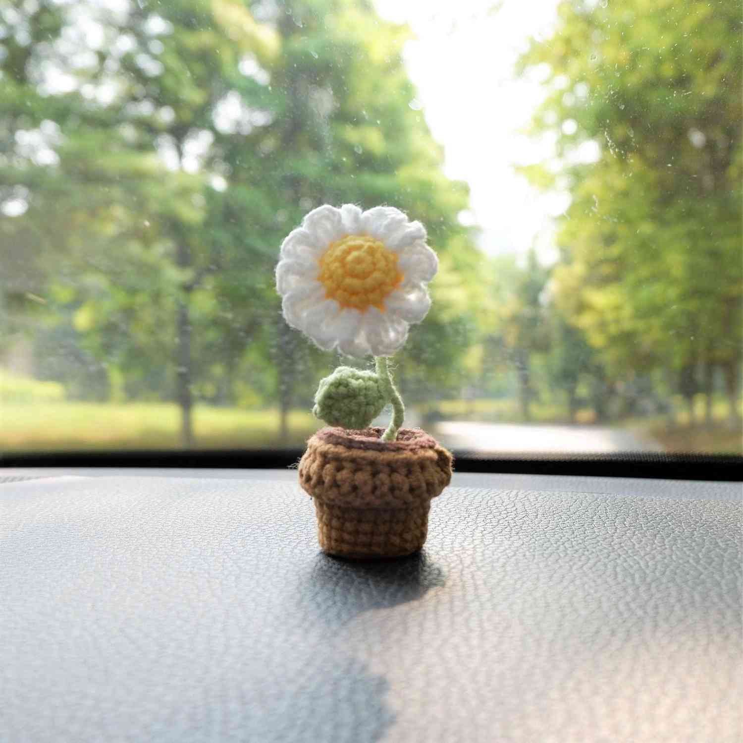 3pcs/2Pcs Mini Car Accessories - Mini Potted Sunflower/Daisy