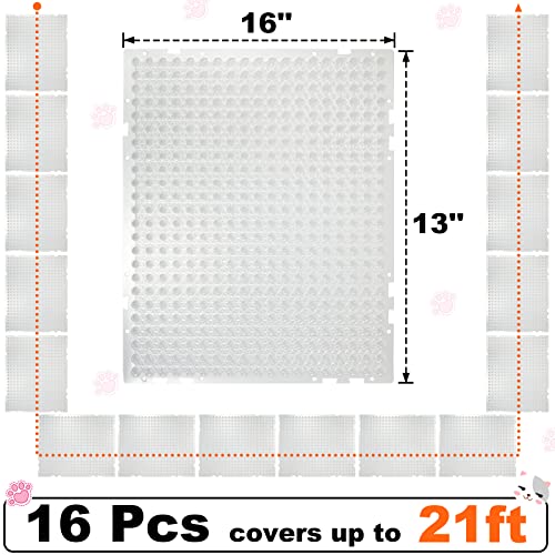16 Pack Clear Cat Repellent Outdoor Mat with Spikes for Cats and Dogs