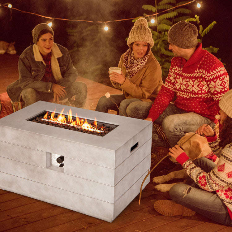 50000BTU Outdoor 40 Inch Round Propane Gas Fire Pit Table with Laval Rock and PVC Cover
