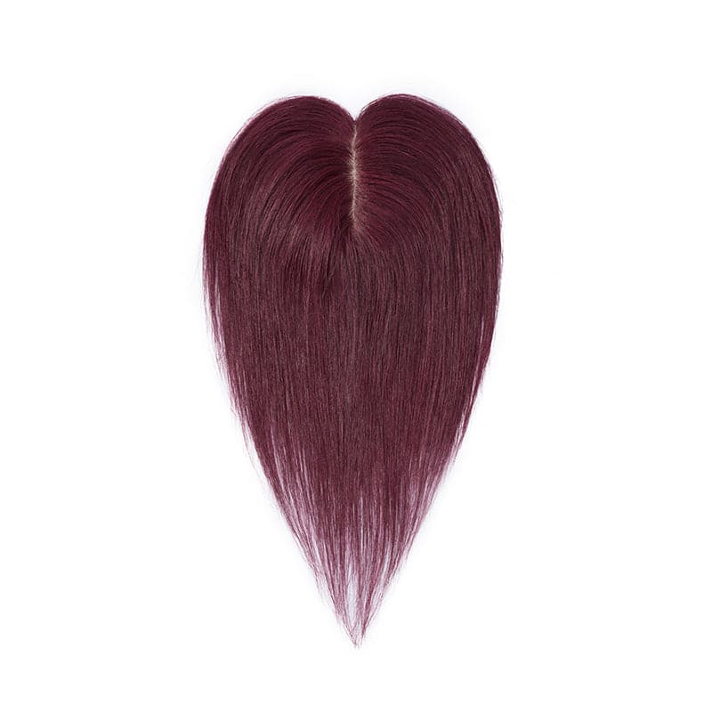 Daisy Human Hair Topper For Women Thinning Crown 6*9cm Silk Base Wine Red Straight