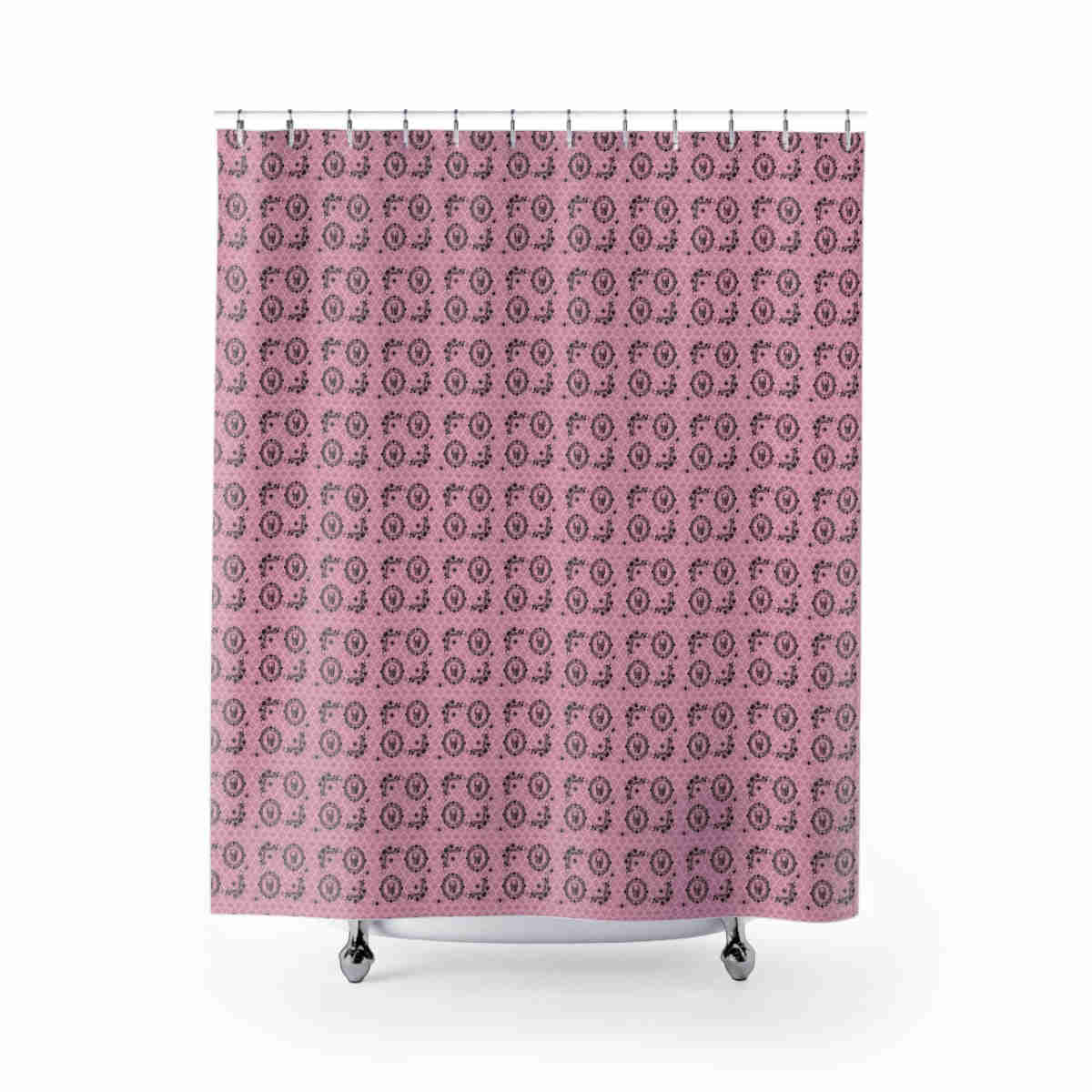 Victorian Skulls and Spiders Pattern Pink and Black Shower Curtain