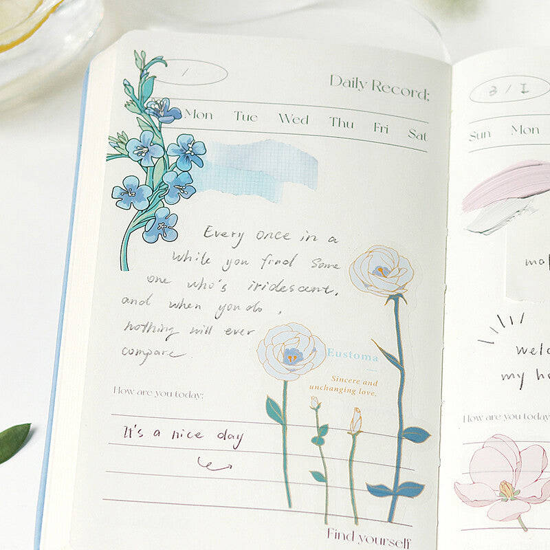 The Flowers Bloom Blue PET Flake Sticker (30 pieces)