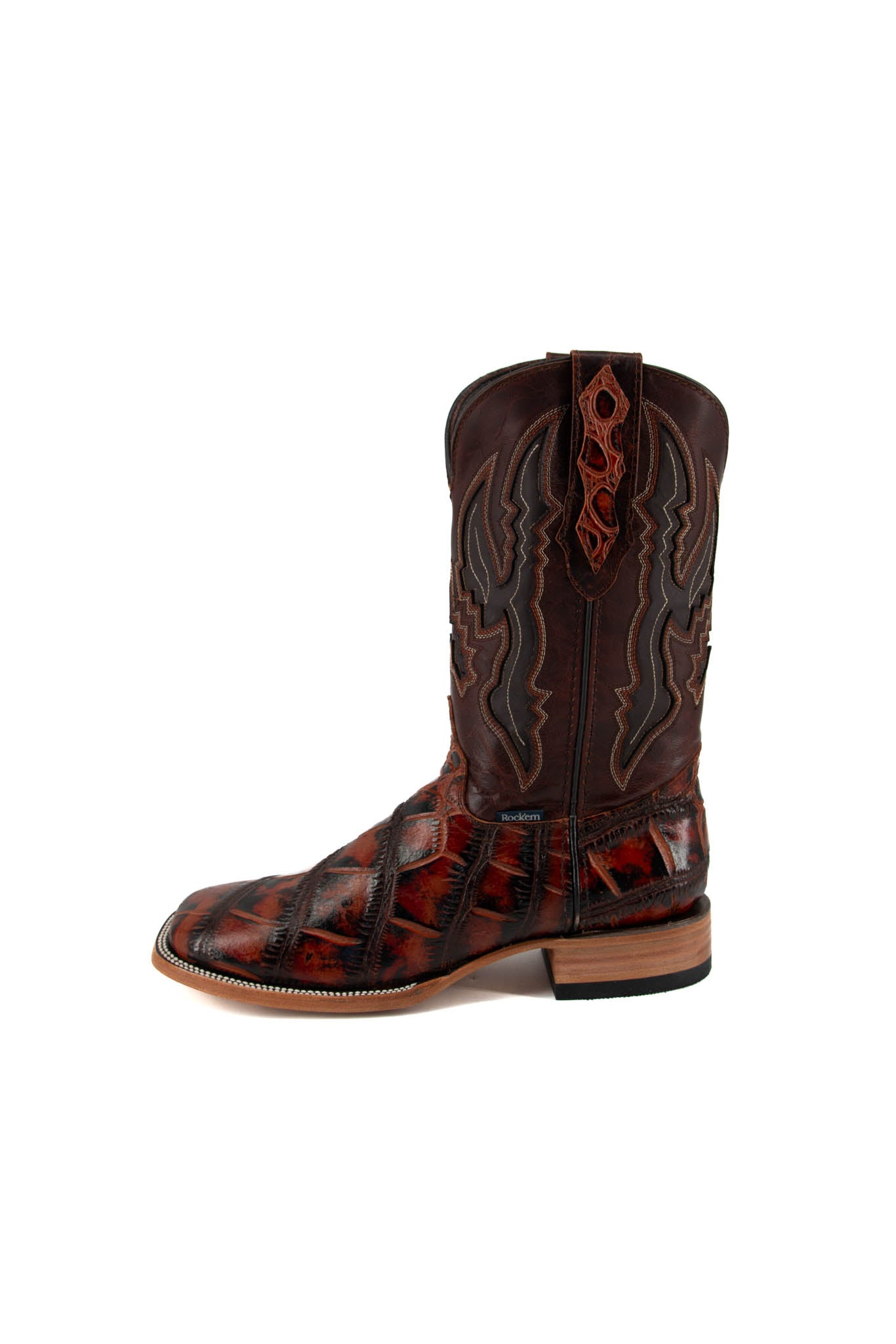 Imit Panza De Lagarto Cowboy Boot - Genuine Leather Square Toe