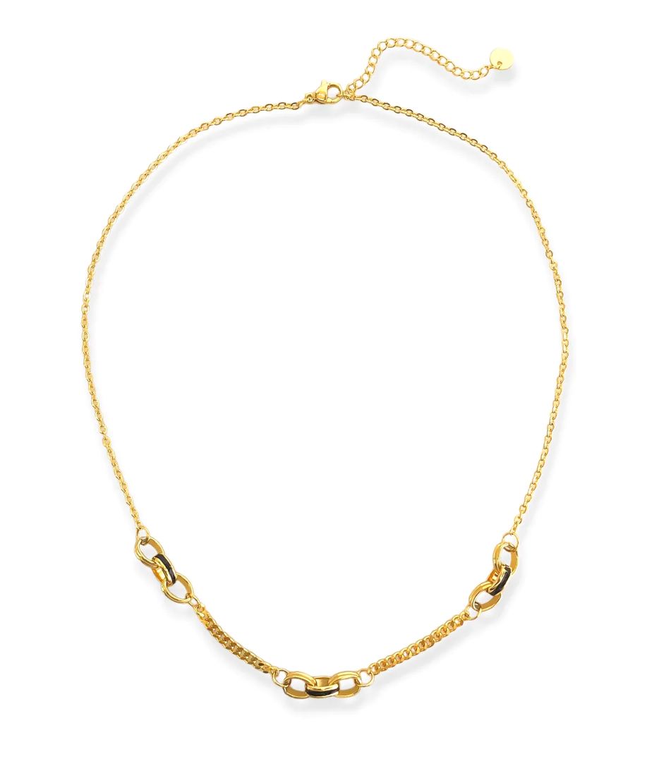 Lexi Black Enamel Water Resistant Necklace