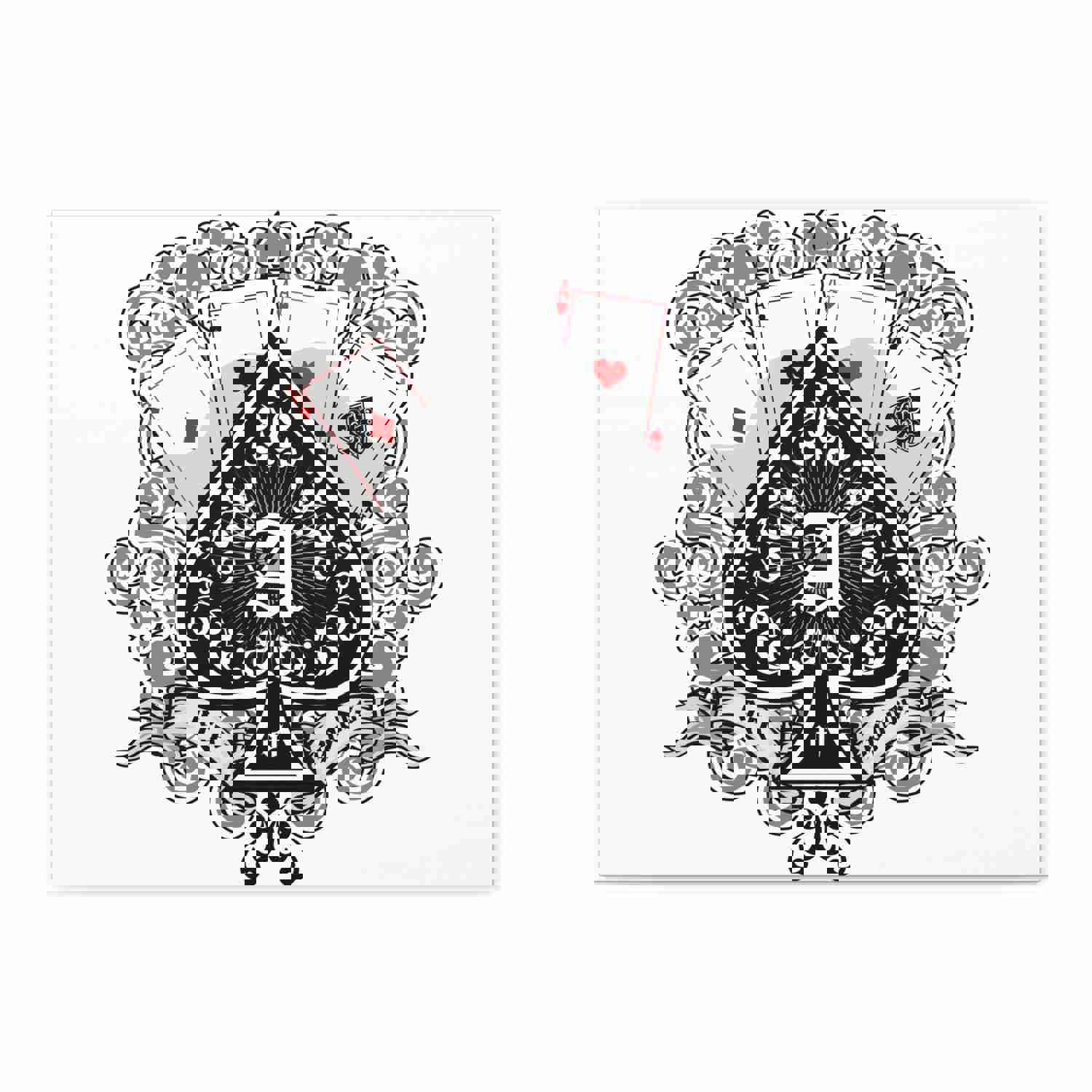 Gothic Coat Of Arms Ace Of Spades Playing Card Canvas Wall Art - Ready-to-Hang Home Decor