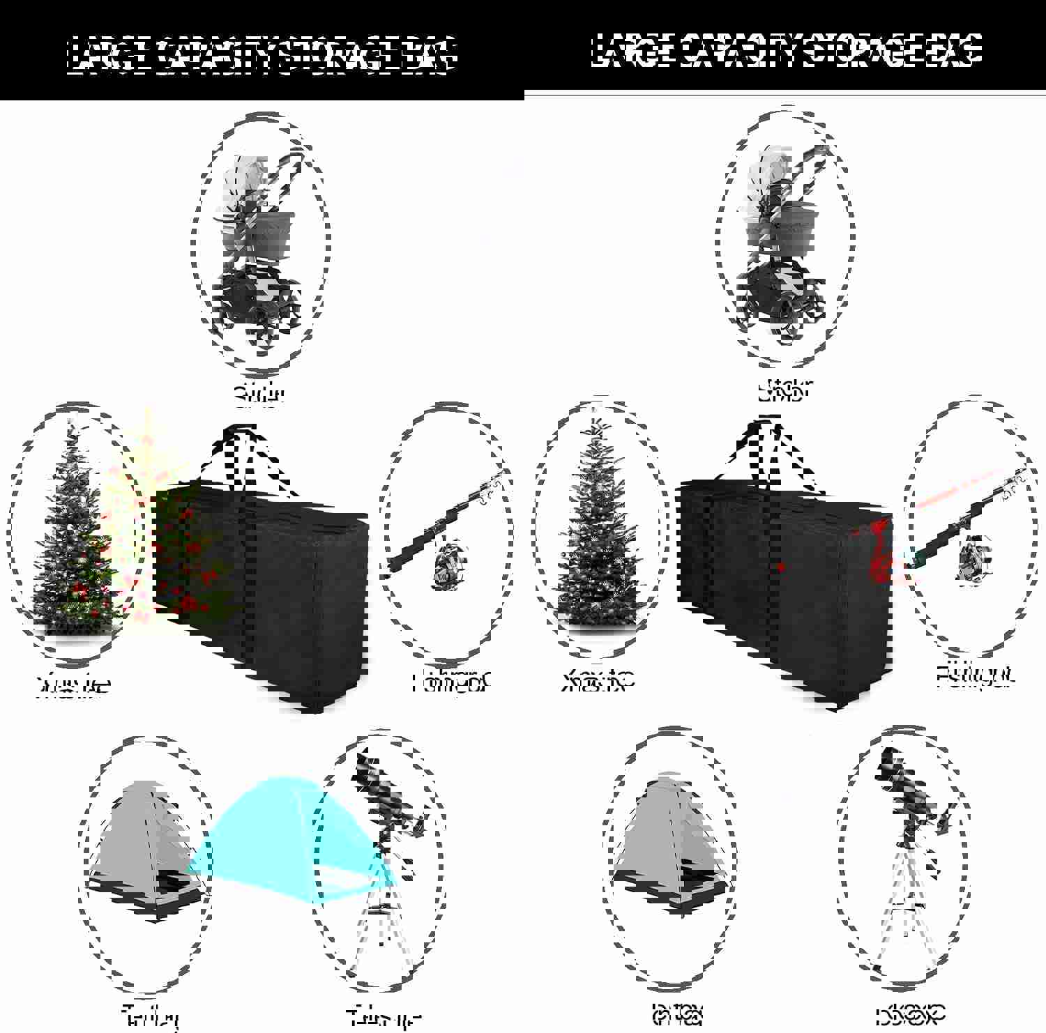 45 Zip Travel Sports Gear Bag - Black