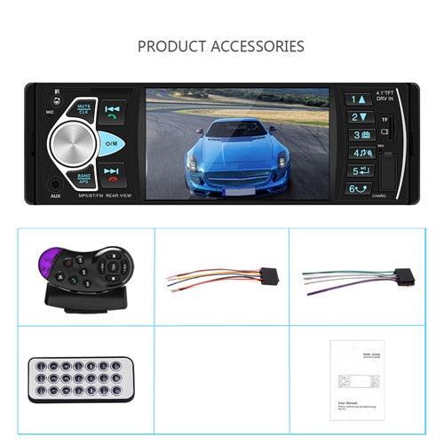 Podofo 4022D 1 Din 4.1 Inch Car Stereo with Bluetooth, FM, USB, Rearview Camera, and Steering Wheel Control