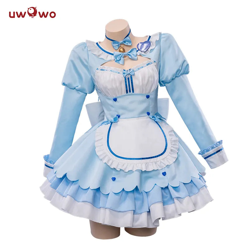 UWOWO Vanilla Cosplay Game NEKOPARA vol.4 Chocola&Vanilla Cosplay Maid Dress Cute Blue For Women Girl Outfits Costumes